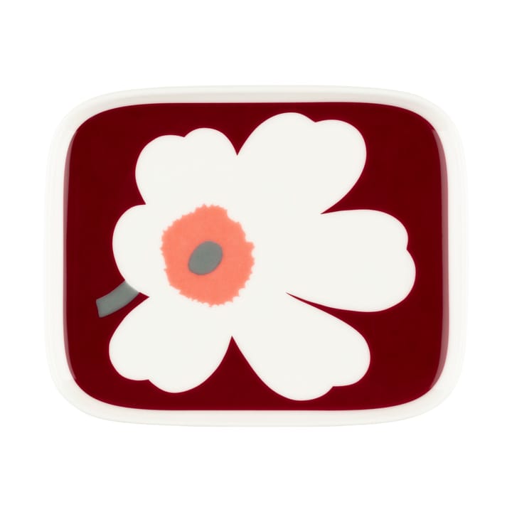 Juhla Unikko bord 12x15 cm - White-dark cherry-ash grey - Marimekko