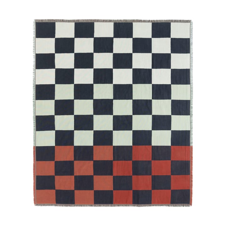 Kukko ja Kana plaid 130x170 cm - Off white- dark blue-Orange red - Marimekko