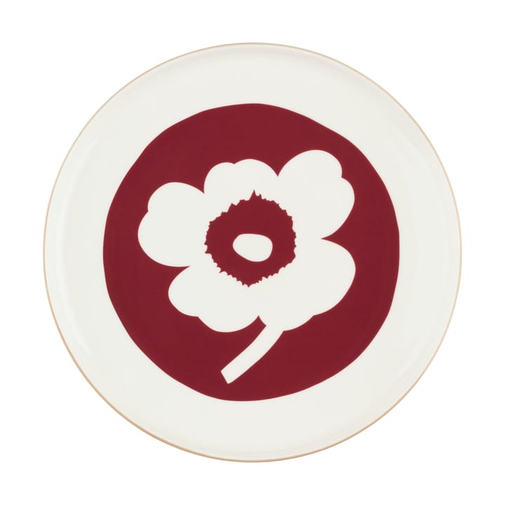 Oiva Unikko bord Ø25 cm - White-dark cherry-brown - Marimekko