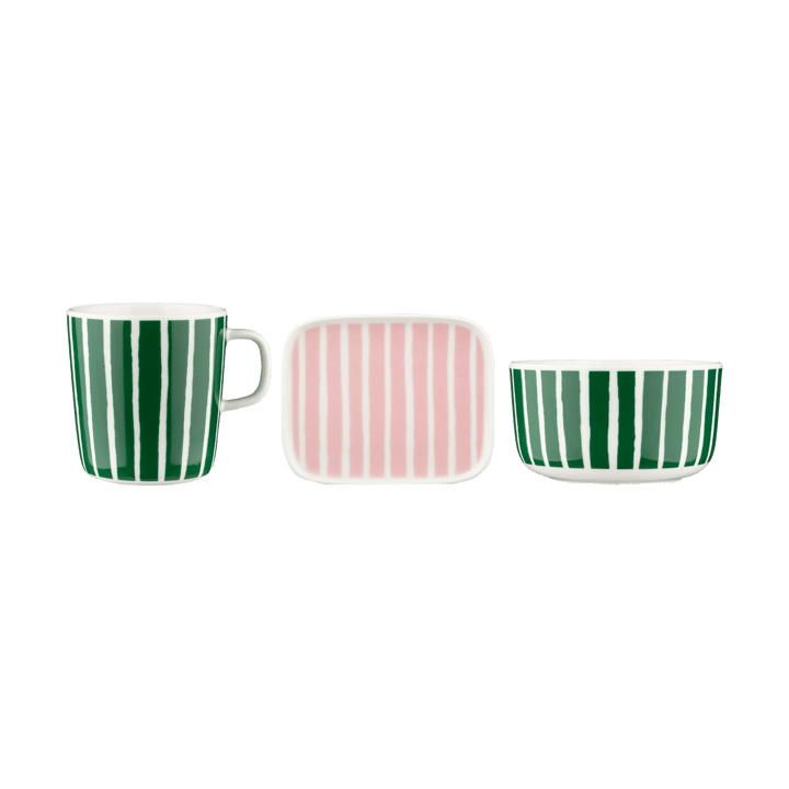 Piccolo ontbijtset 3-delig - Groen-roze - Marimekko