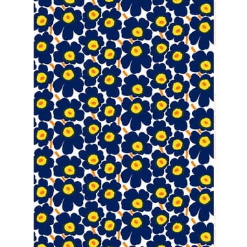 Pieni Unikko stof katoen - wit-blauw-geel - Marimekko