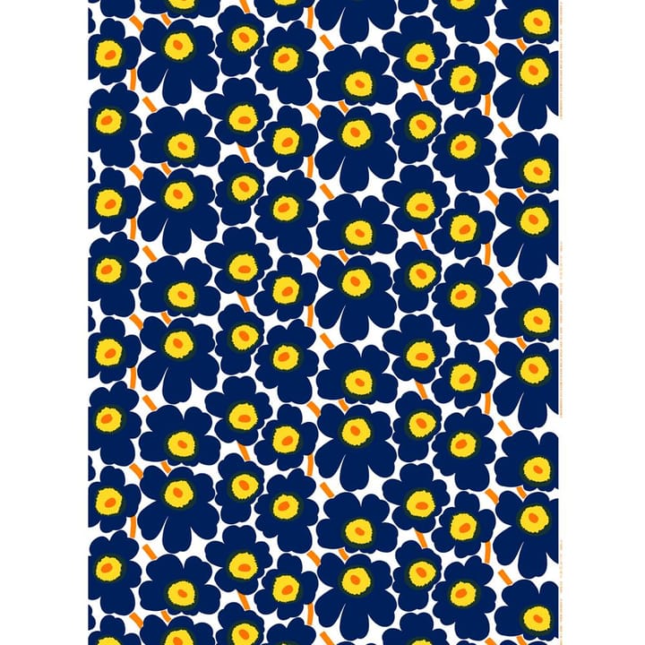 Pieni Unikko stof katoen, wit-blauw-geel Marimekko