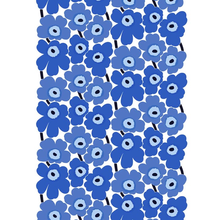 Pieni Unikko stof katoen - wit-blauw - Marimekko