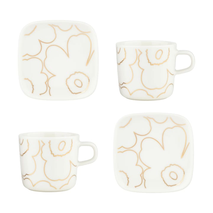 Piirto Unikko kop en schotel set 20 cl 4 st., White-gold Marimekko