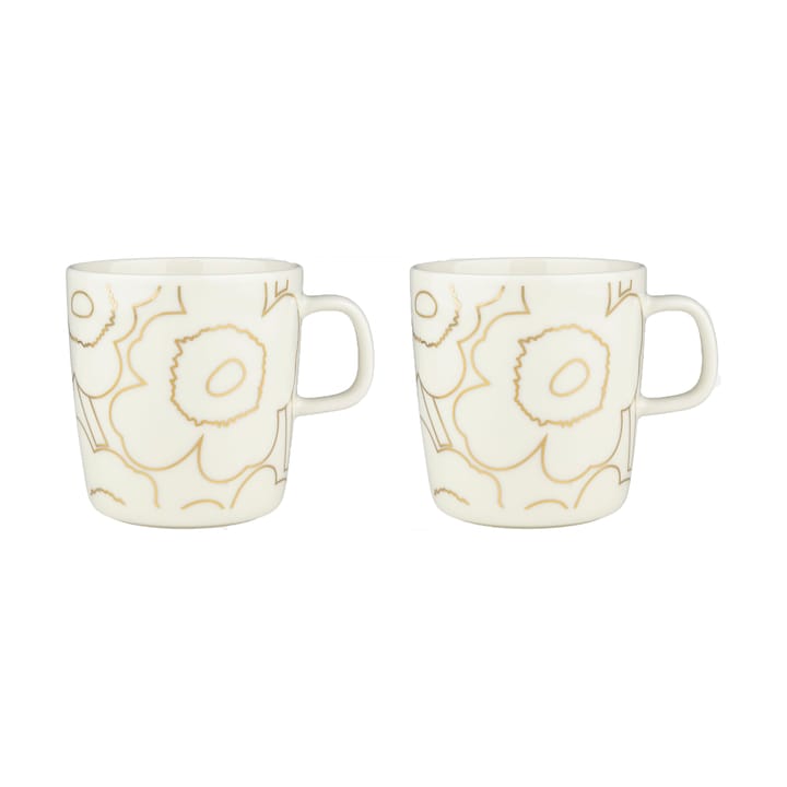 Piirto Unikko mok 4 dl 2-pack - White-gold - Marimekko