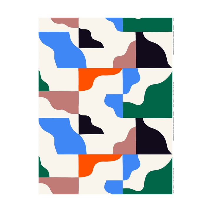 Tasapaino katoenstof - Feather-bright blue-orange - Marimekko