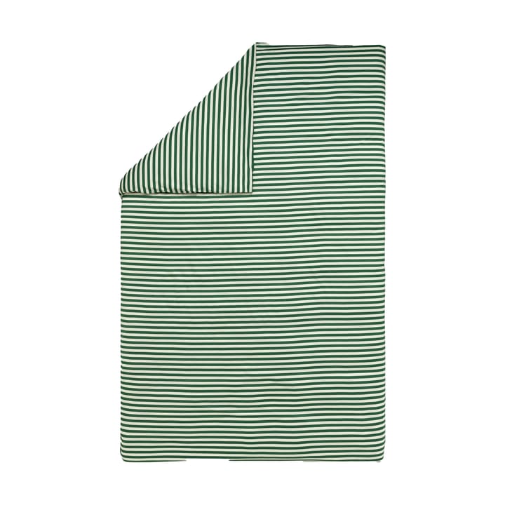 Tasaraita dekbedovertrek 150x210 cm - Off white-dark green - Marimekko