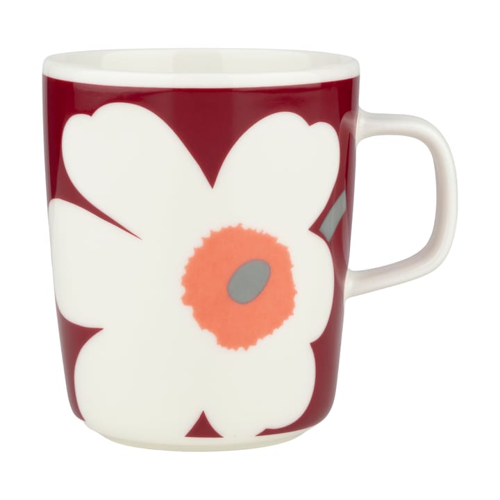 Unikko 60-jarig jubileum mok 25 cl, White-dark cherry-ash grey Marimekko