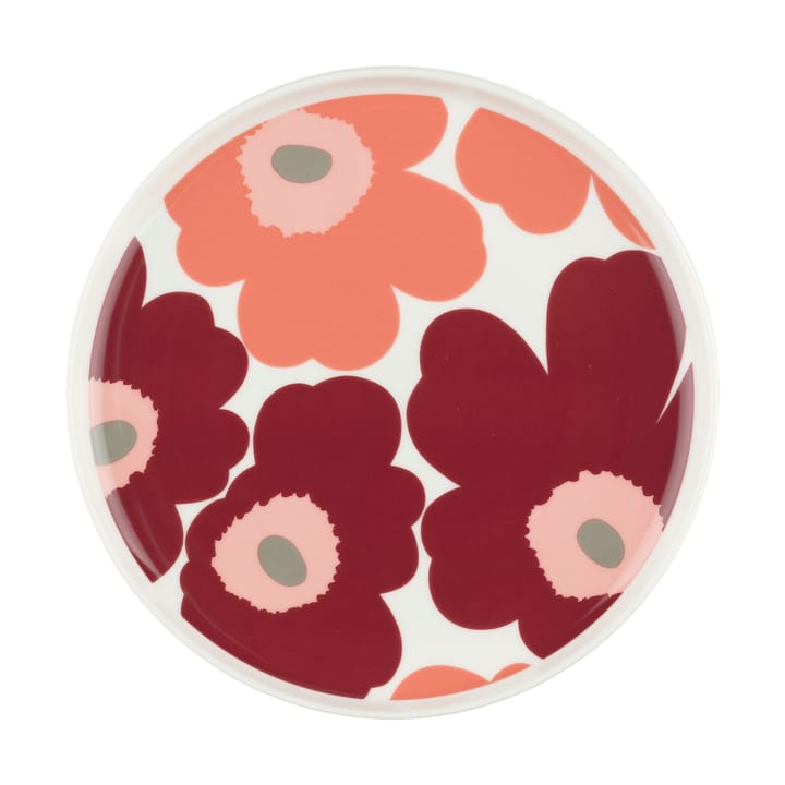 Unikko bord Ø20 cm - White-dark cherry-salmon red - Marimekko