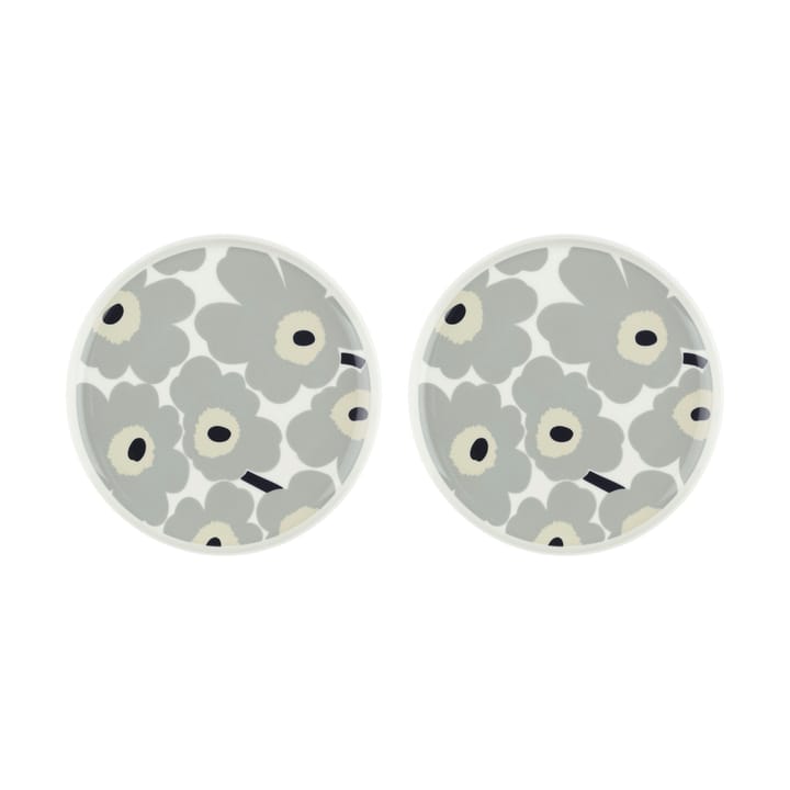 Unikko bord Ø25 cm 2-pack - White-light grey-sand-dark blue - Marimekko