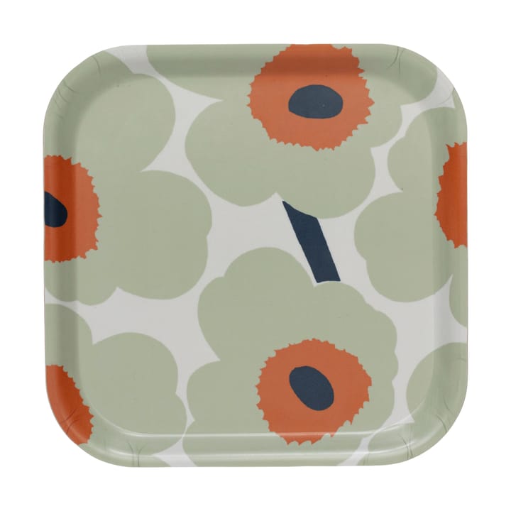 Unikko dienblad 20x20 cm, Off white-sage-orange Marimekko