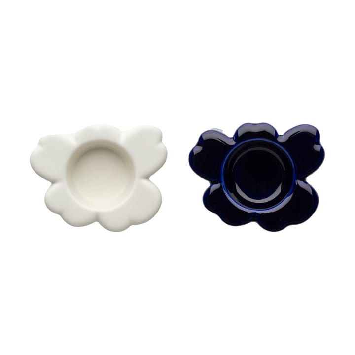 Unikko kaarsenhouder 3x10 cm 2 stuks - Cobalt-white - Marimekko