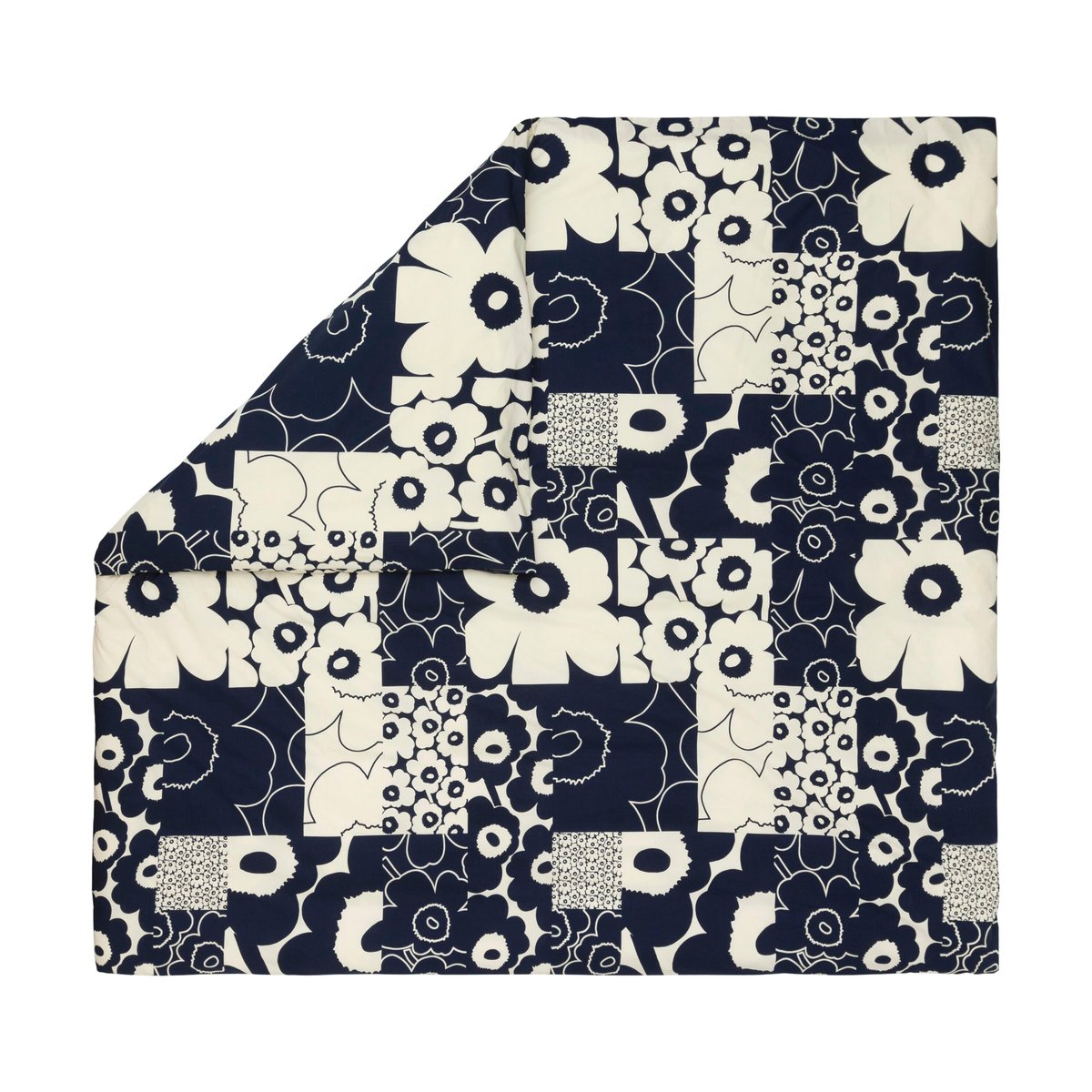 Marimekko Unikko kollaasi dekbedovertrek 240x220 cm Off-white-dark blue