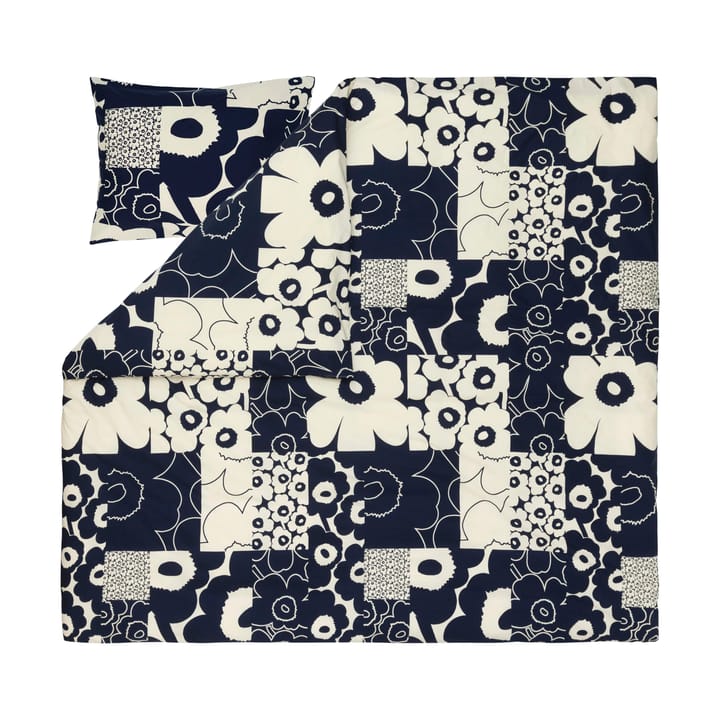 Unikko kollaasi dekbedovertrek 240x220 cm - Off-white-dark blue - Marimekko