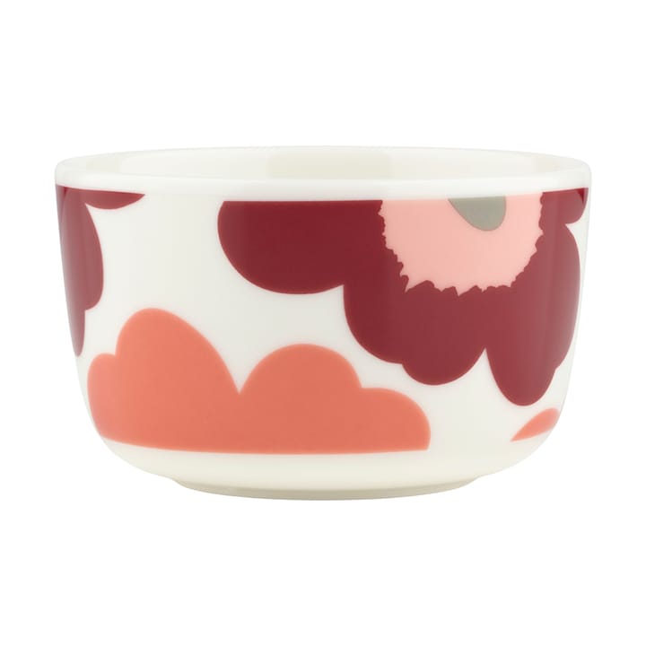 Unikko kom 2,5 dl. - White-dark cherry-salmon red - Marimekko