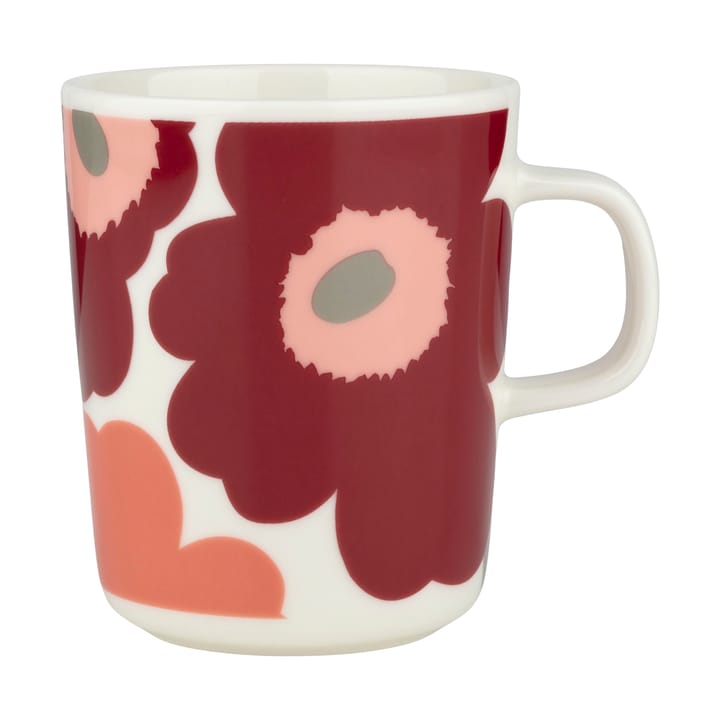 Unikko mok 25 cl, White-dark cherry-salmon red Marimekko