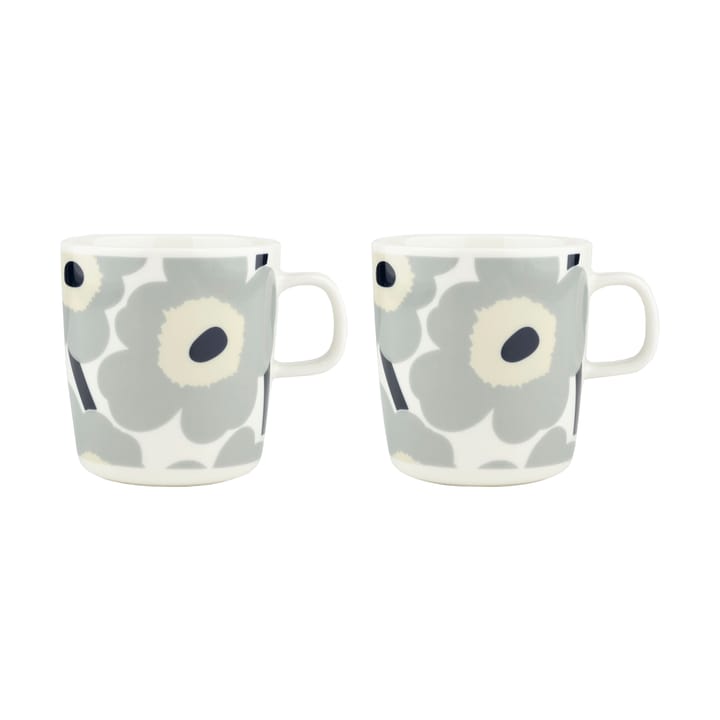 Unikko mok 40 cl 2-pack - White-light grey-sand-dark blue - Marimekko