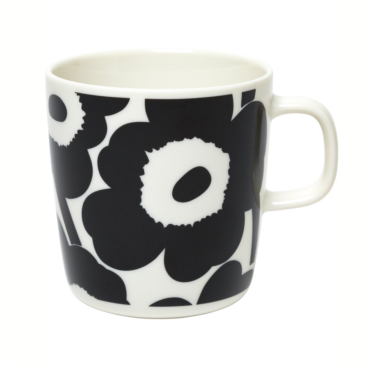 Marimekko Unikko mok 40 cl Wit-zwart