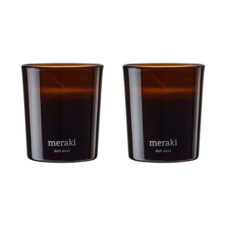 Meraki geurkaars 12 uur 2-pack - Dark wood - Meraki