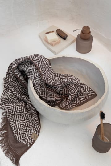 Morocco handdoek 50x90 cm - Chocolate-off-white - Mette Ditmer