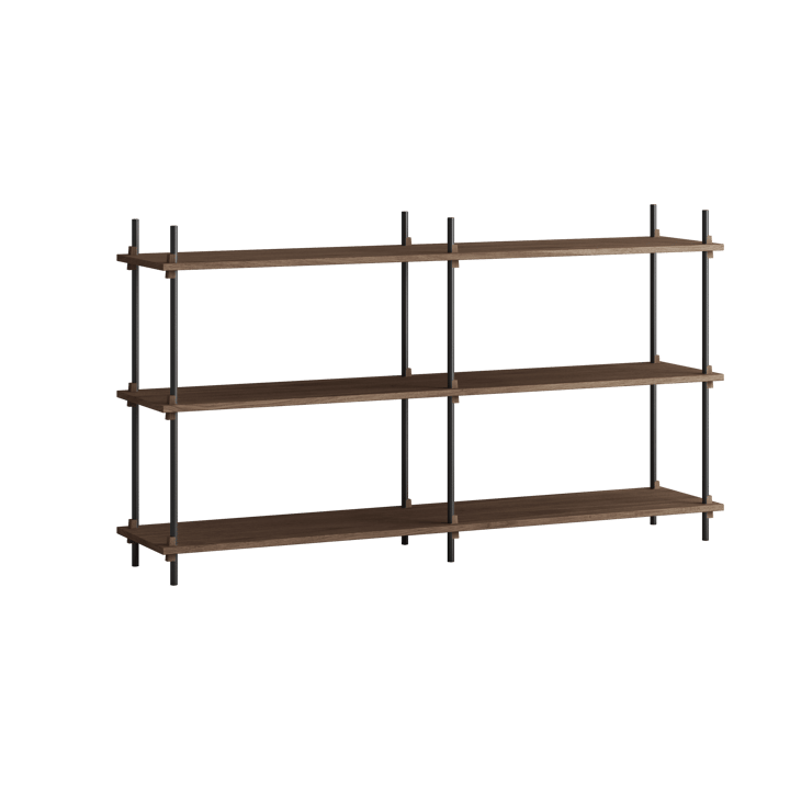 Moebe shelving system s.85.2.B, Gerookt eikenhout-zwart MOEBE