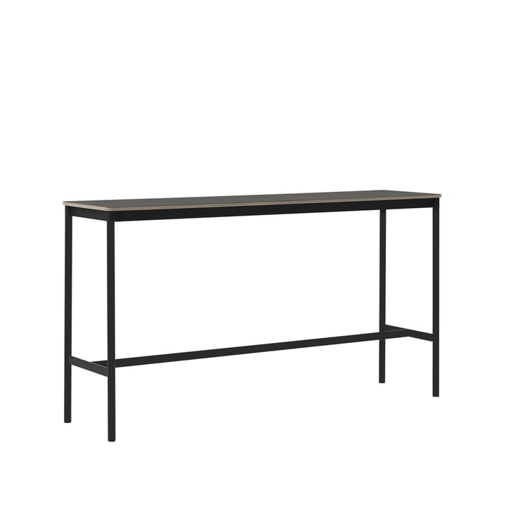 Base High bartafel - black linoleum, zwart onderstel, plywoodrand, b50 l190 h105 - Muuto