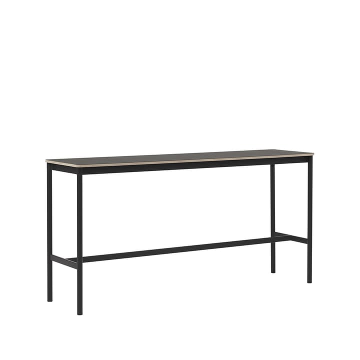 Base High bartafel, black linoleum, zwart onderstel, plywoodrand, b50 l190 h95 Muuto