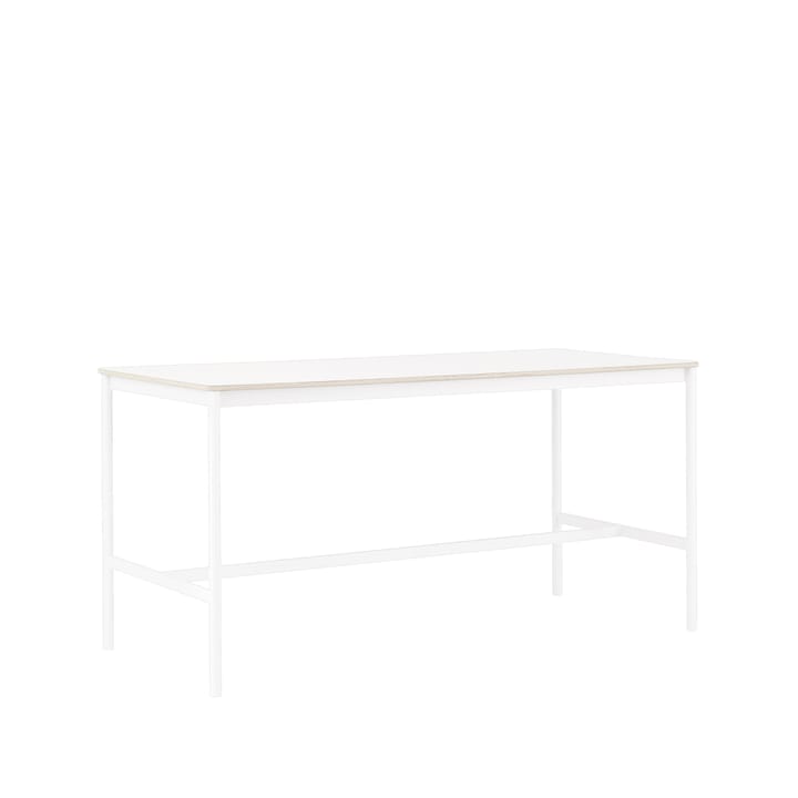 Base High bartafel - white laminate, wit onderstel, plywoodrand, b85 l190 h95 - Muuto