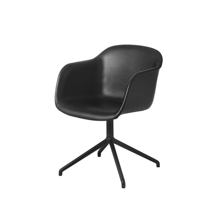 Fiber armchair swivel voet met return bureaustoel - Black leather-anthracite black - Muuto