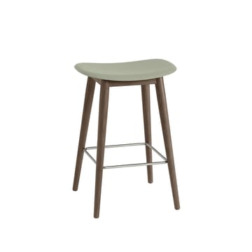 Fiber bar stool 75 cm - dusty green, donkerbruingebeitste poten - Muuto