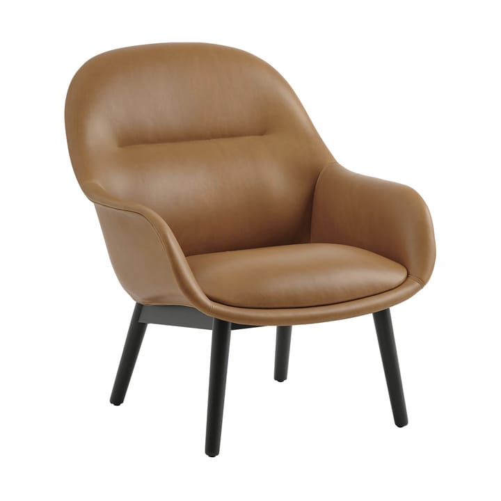 Fiber Lounge fauteuil met eikenhouten poten - Refine leather cognac-black - Muuto