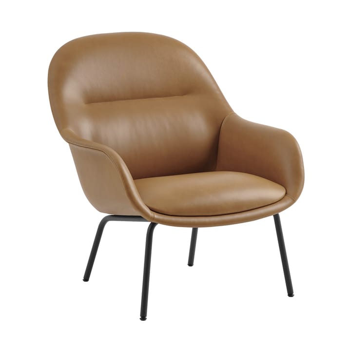 Fiber Lounge fauteuil met stalen poten - Refine leather cognac-black - Muuto