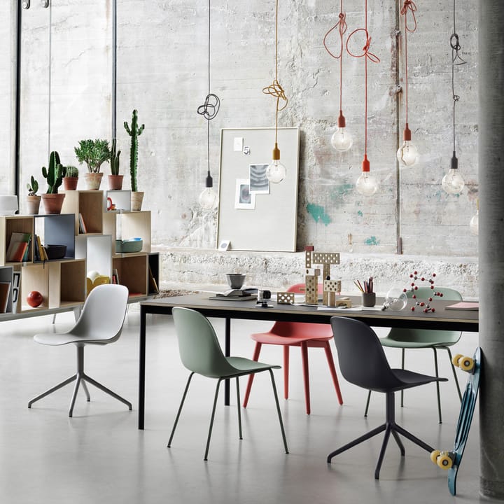 Fiber stoel stalen onderstel kunststof zitting, Grey-Grey Muuto