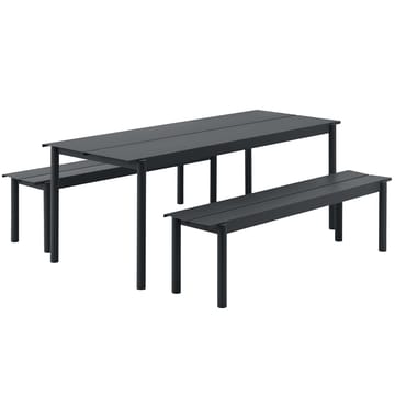 Linear steel bench bank 170x34 cm - Black - Muuto