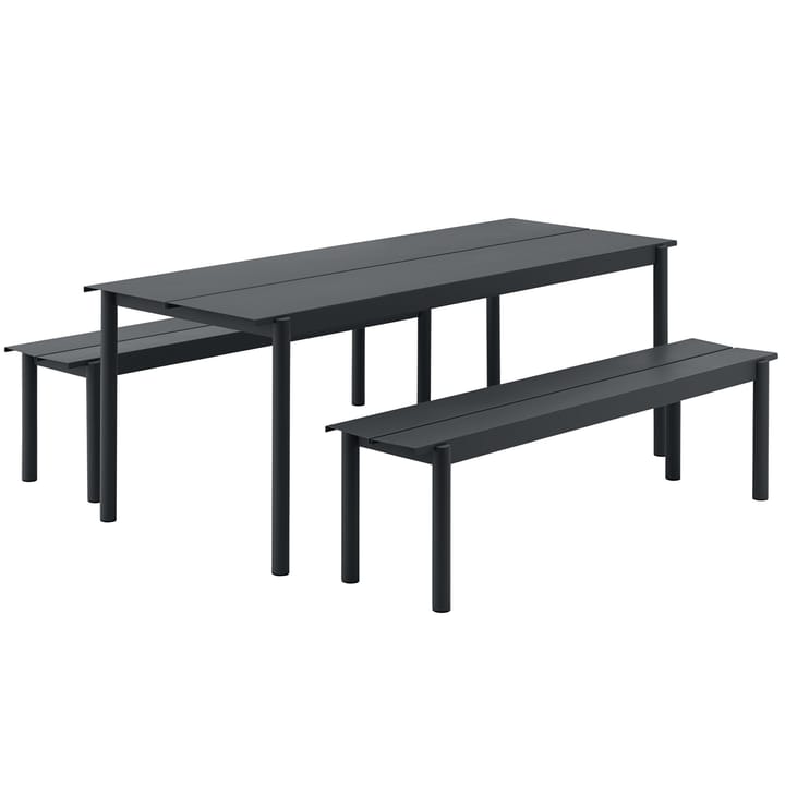 Linear steel bench bank 170x34 cm, Black Muuto