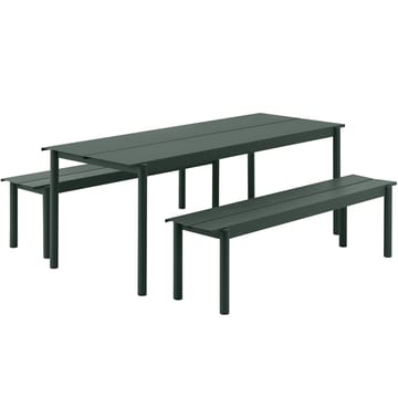 Linear steel bench bank 170x34 cm - Dark green - Muuto