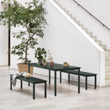 Linear steel bench bank 170x34 cm - Dark green - Muuto