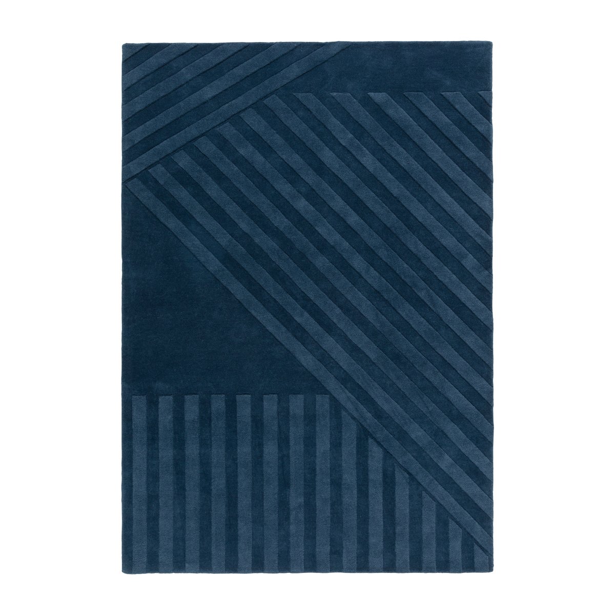 NJRD Levels wollen vloerkleed stripes blauw 170x240 cm