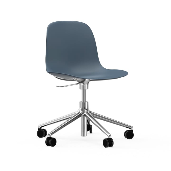 Form chair draaistoel, 5 W bureaustoel, blauw, aluminium wielen Normann Copenhagen