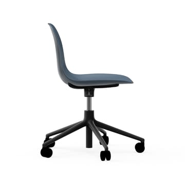 Form chair draaistoel, 5 W bureaustoel - blauw, zwart aluminium, wielen - Normann Copenhagen