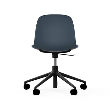 Form chair draaistoel, 5 W bureaustoel - blauw, zwart aluminium, wielen - Normann Copenhagen