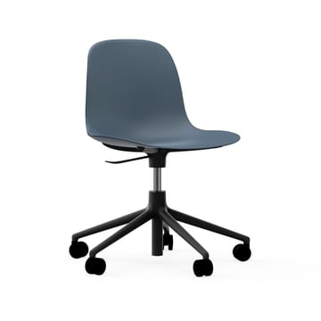 Form chair draaistoel, 5 W bureaustoel - blauw, zwart aluminium, wielen - Normann Copenhagen