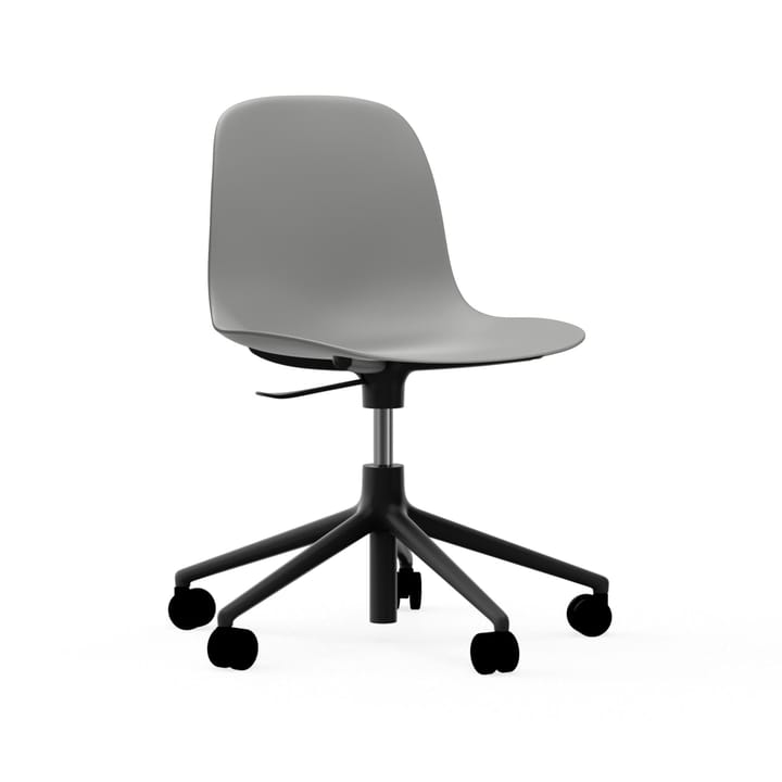 Form chair draaistoel, 5 W bureaustoel, grijs, zwart aluminium, wielen Normann Copenhagen