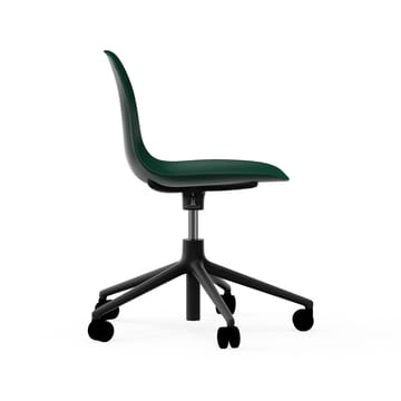 Form chair draaistoel, 5 W bureaustoel - groen, zwart aluminium, wielen - Normann Copenhagen