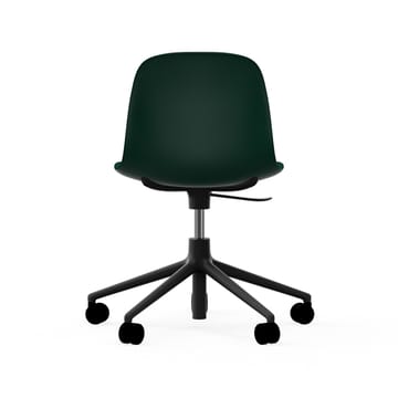 Form chair draaistoel, 5 W bureaustoel - groen, zwart aluminium, wielen - Normann Copenhagen