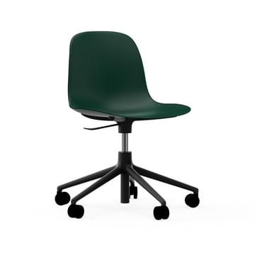 Form chair draaistoel, 5 W bureaustoel - groen, zwart aluminium, wielen - Normann Copenhagen