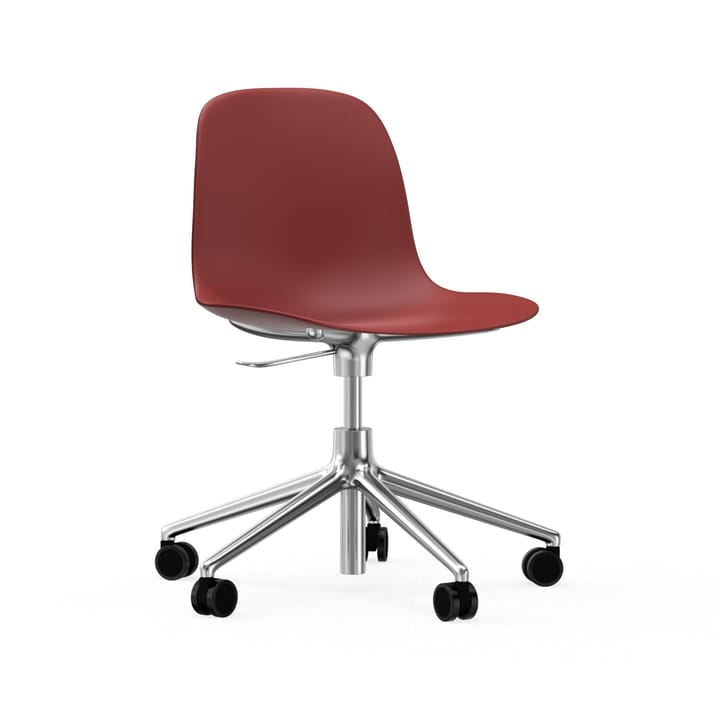 Form chair draaistoel, 5 W bureaustoel, rood, aluminium, wielen Normann Copenhagen