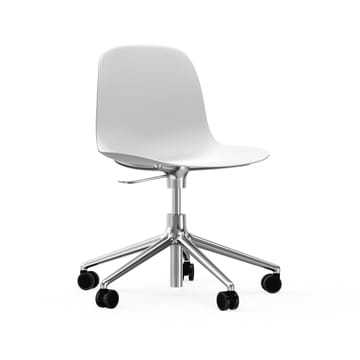 Form chair draaistoel, 5 W bureaustoel - wit, aluminium, wielen - Normann Copenhagen