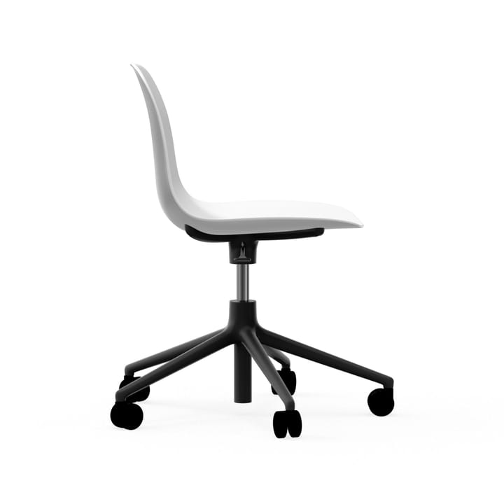 Form chair draaistoel, 5 W bureaustoel, wit, zwart aluminium, wielen Normann Copenhagen