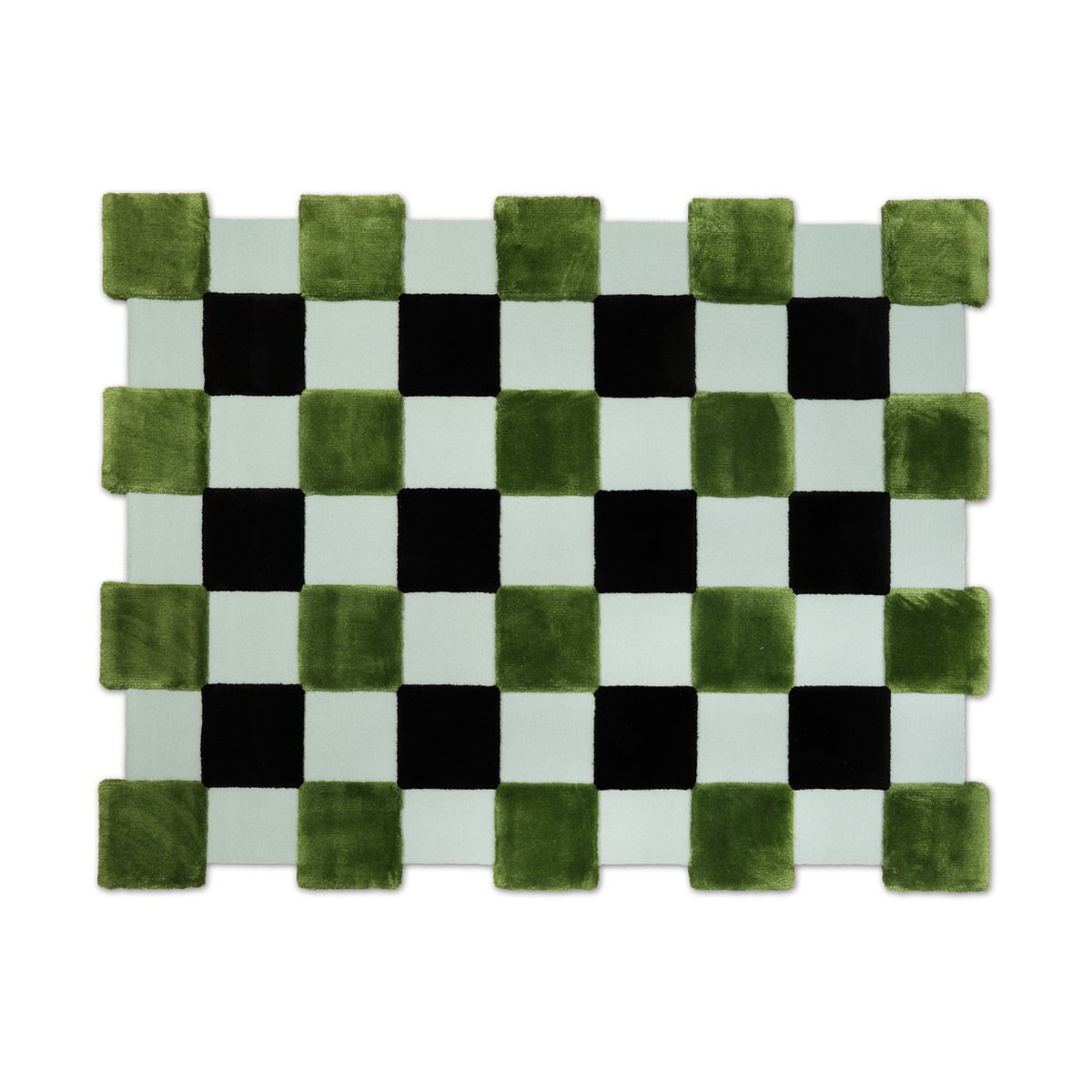 Ogeborg ODC Segment Rug Collection Square vloerkleed Green-black-mint, 142x198 cm